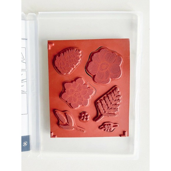 Stampin Up Retired Cling Mount PAINTED SEASONS Flowers Leaves Pine Cone Nature - Picture 3 of 5